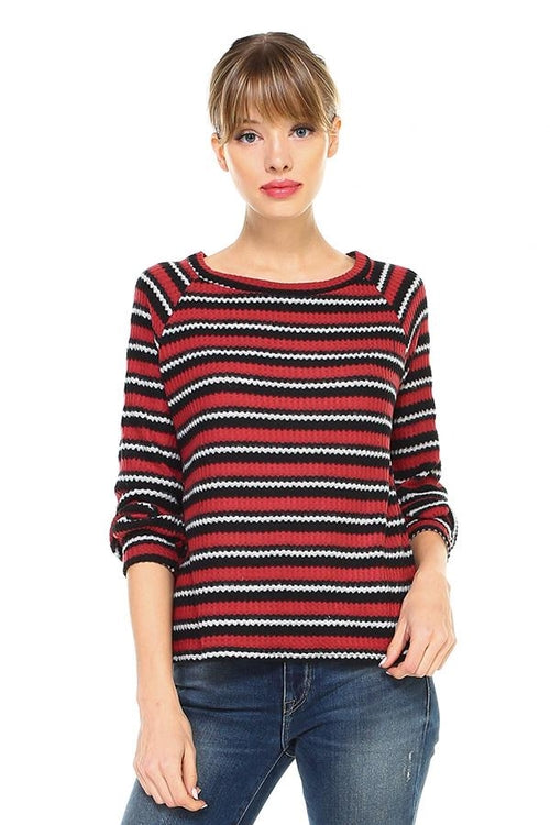 Multi Stripe Long Sleeve Pull On Top