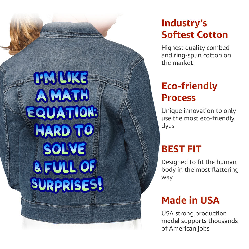 Funny Sarcastic Kids' Denim Jacket - Math Equation Jean Jacket - Themed Denim Jacket for Kids