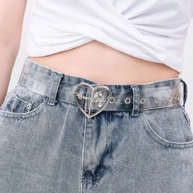 Chic Transparent PVC Women's Belt with Metal Buckle