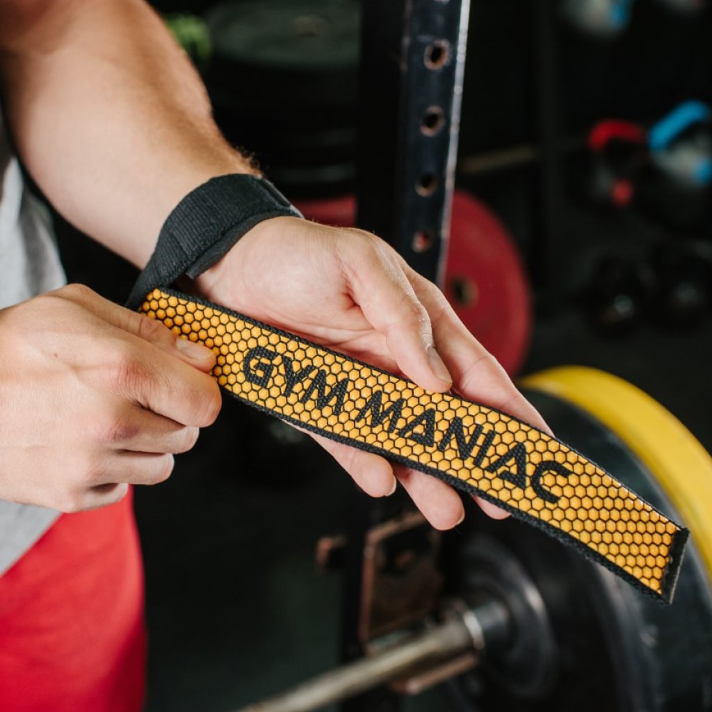 Gym Maniac Orange Lifting Straps With Non-Slip Flex Gel