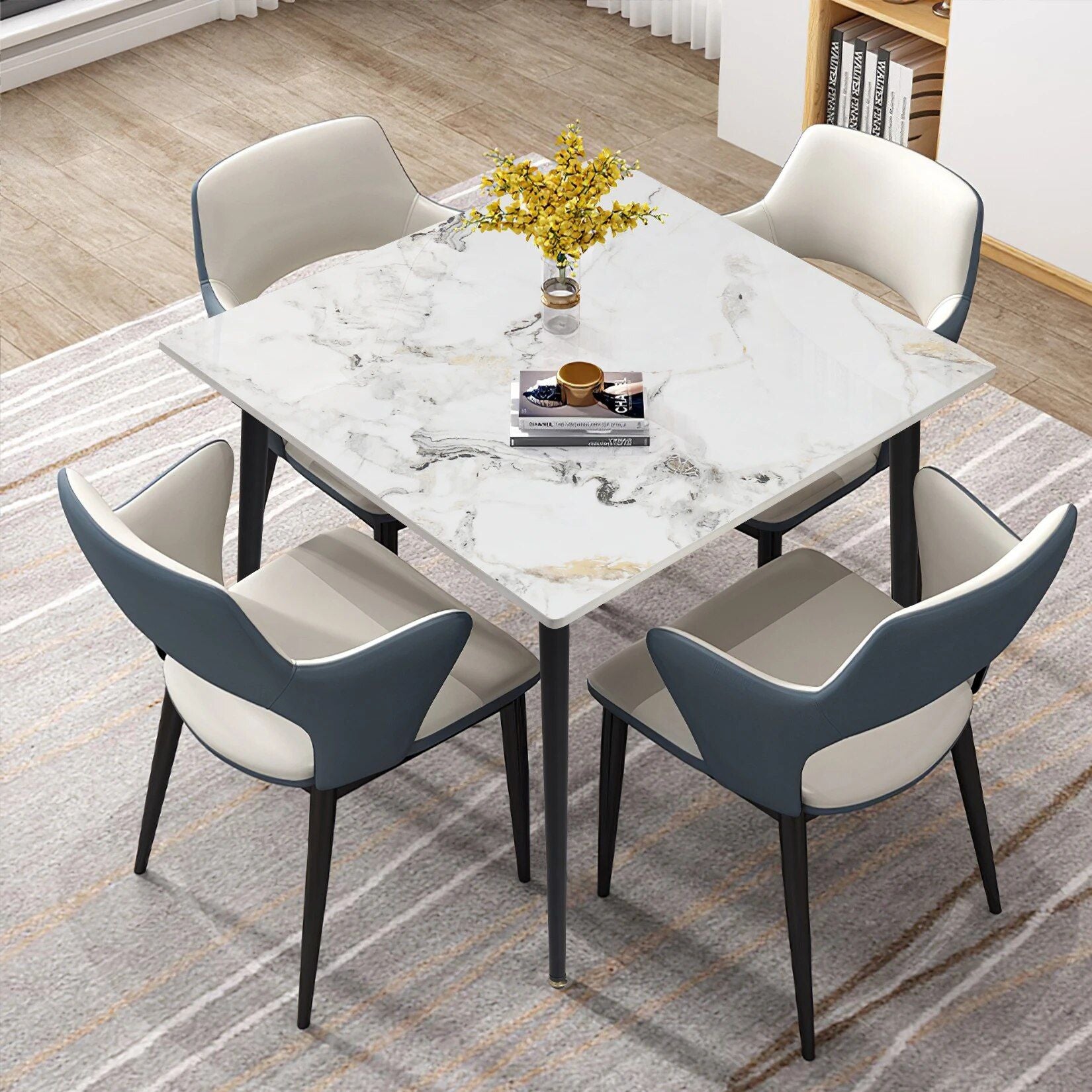 Modern Minimalist Sintered Stone Dining Table with Metal Legs