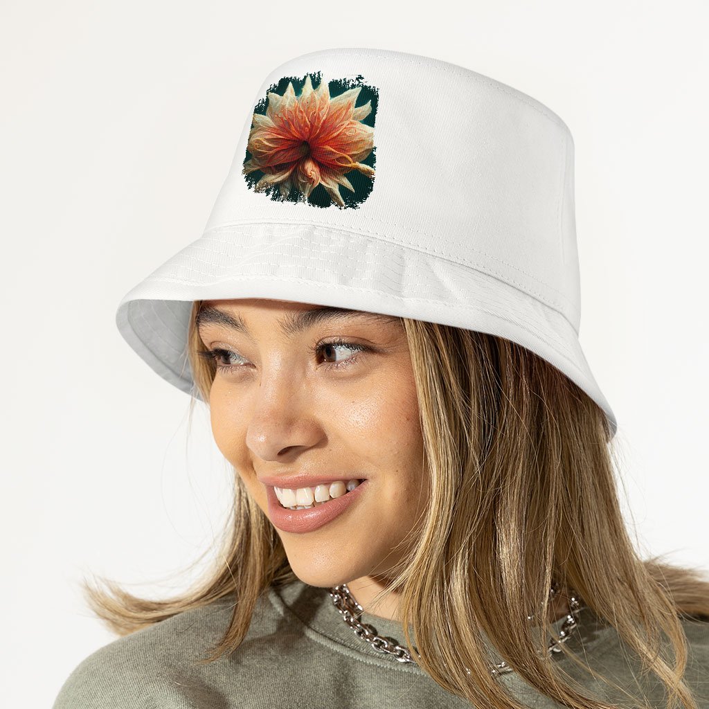 Dahlia Flower Bucket Hat - Flower Hat - Printed Bucket Hat