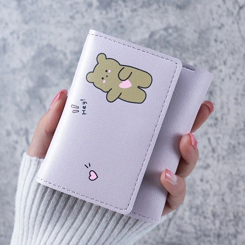 Korean Cartoon-Inspired Compact PU Leather Wallet