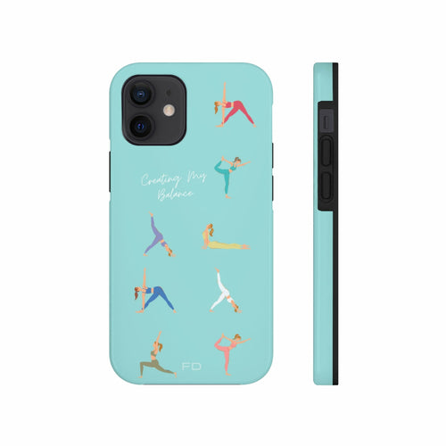 Yoga Poses Blue Tough Case for iPhone with Wireless Charging