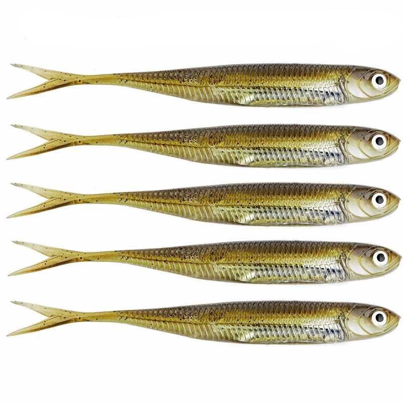 5-Pack Multicolor Soft Swimbait Lures, 100mm