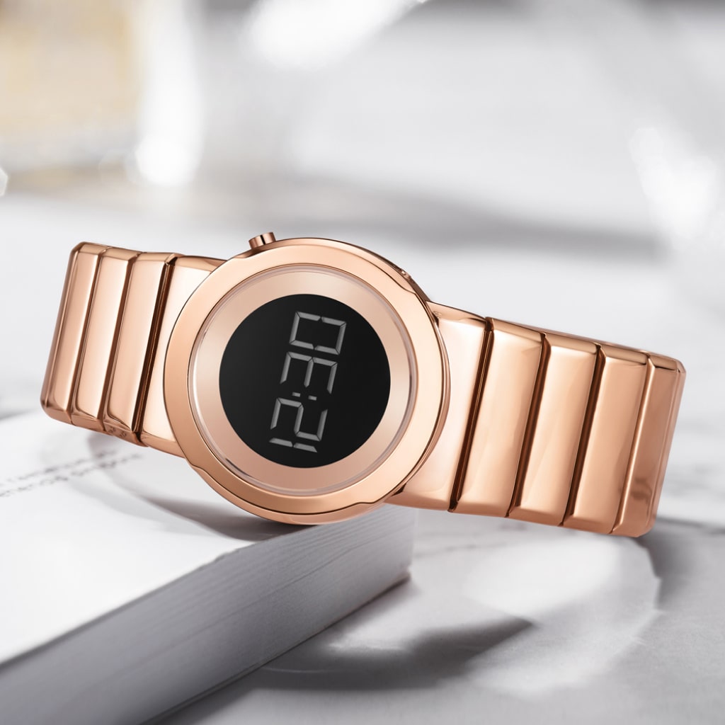 Rose Gold Digital Watch For Women