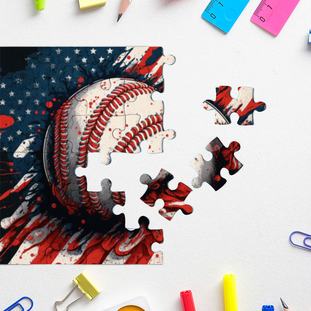 American Flag Baseball Puzzles - Patriotic Jigsaw Puzzle - Cool Design Puzzles