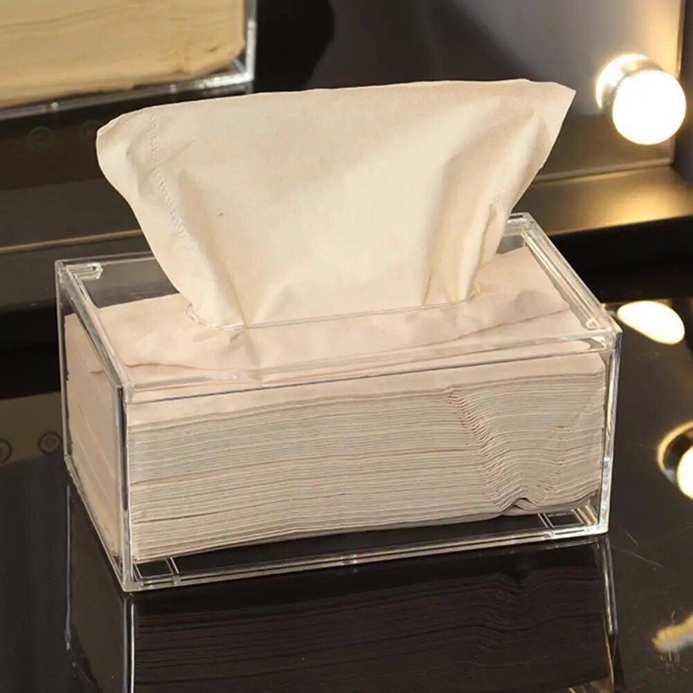 Elegant Acrylic Transparent Tissue Box – Waterproof & Visible Napkin Holder for Home & Car