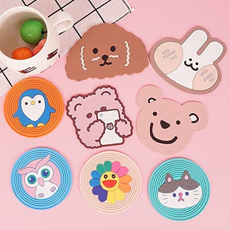 3 PCS Cartoon Animal Coaster, Hot Pads Heat Resistant Pot Holder, Non Slip Coaster Mug, House Kitchen Decor, Thickened Anti-Scalding Placemat Hot Pads, Cup Mat for Drinks (Teddy)