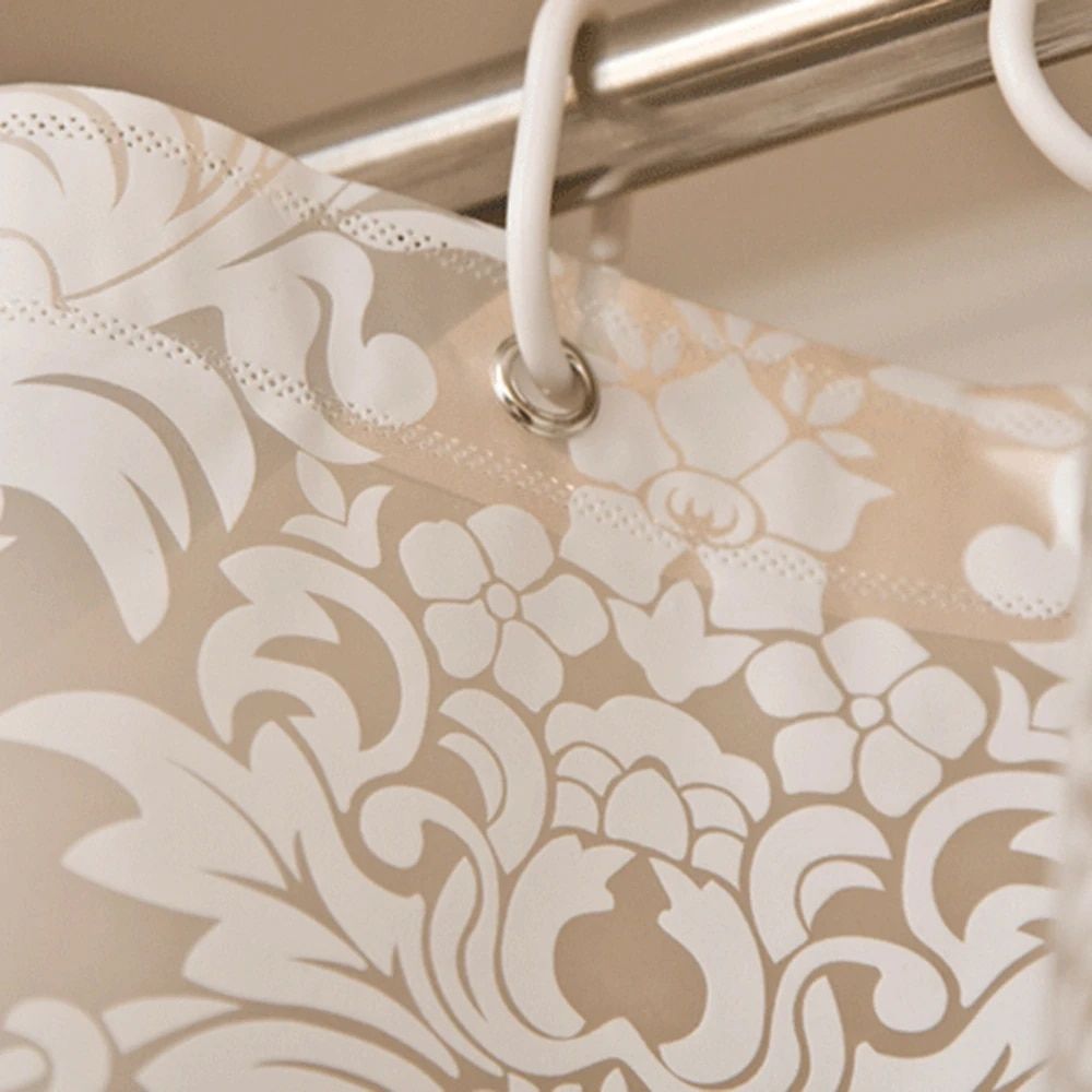 Elegant Moroccan Floral Shower Curtain with Waterproof PEVA Design and Hooks - Various Sizes