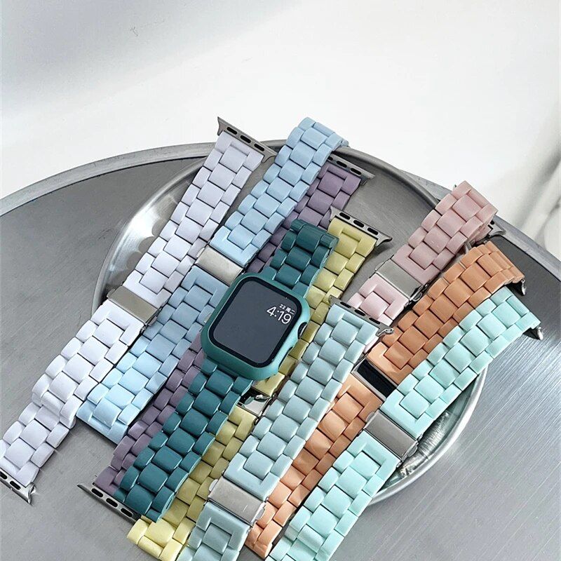 Chic Candy-Colored Resin Strap for 38mm-45mm Smartwatches