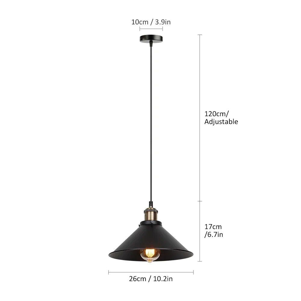 Vintage Industrial Pendant Light - Black Loft Hanging Chandelier for Kitchen, Dining & Living Spaces