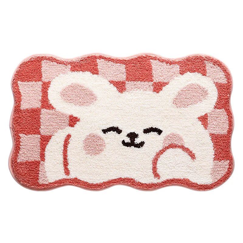 Soft Plush Cartoon Microfiber Bath Mat - Absorbent, Non-Slip, Quick-Dry Bathroom Rug