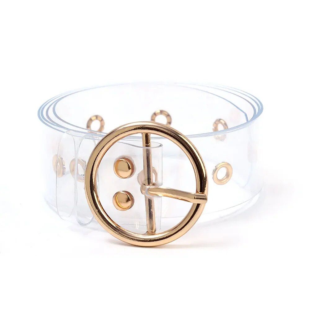 Chic Transparent PVC Women's Belt with Metal Buckle