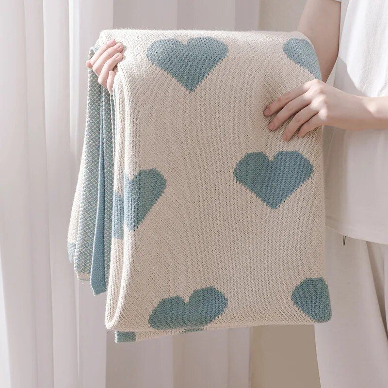 Cozy Knitted Love Sofa Blanket