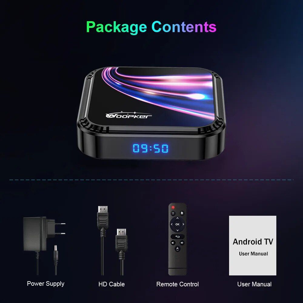 Android 13.0 TV Box - 8K UHD Video, Wi-Fi 6, Bluetooth 5.0 - Smart Streaming Media Player