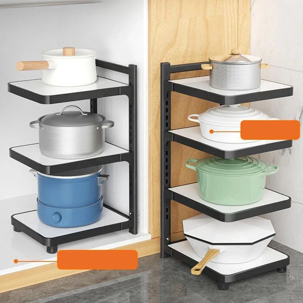 Adjustable Multi-Layer Kitchen Storage Rack - Space-Saving Under Sink Organizer