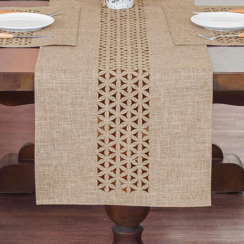 Elegant Gray Hollow Table Runner