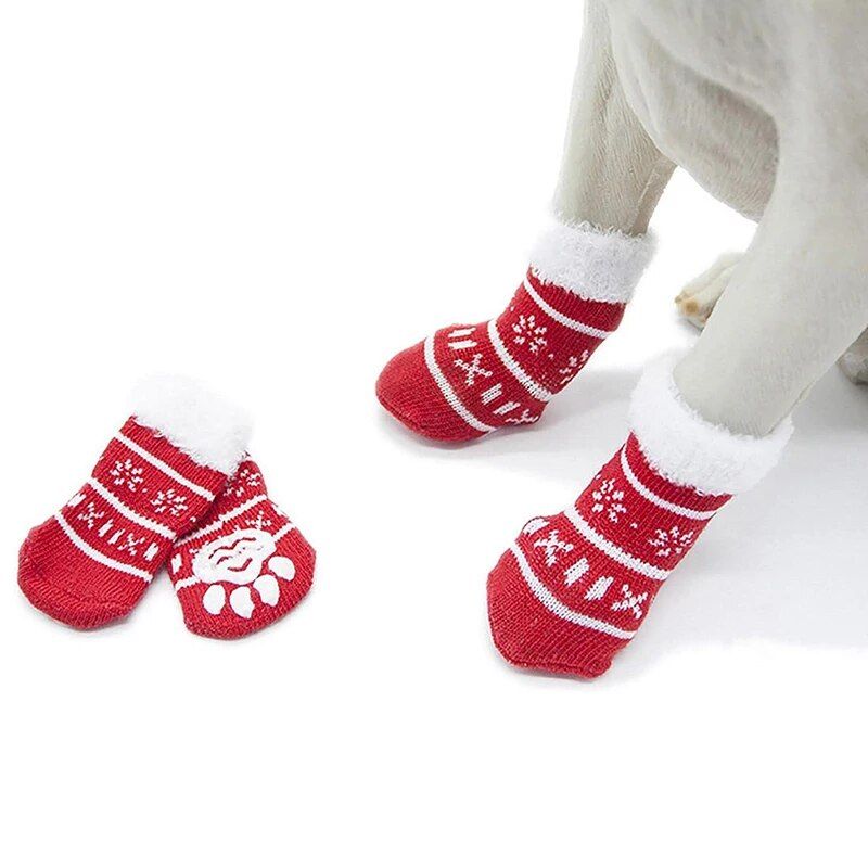 Premium Anti-Slip Knitted Dog Socks for Winter Warmth & Furniture Protection