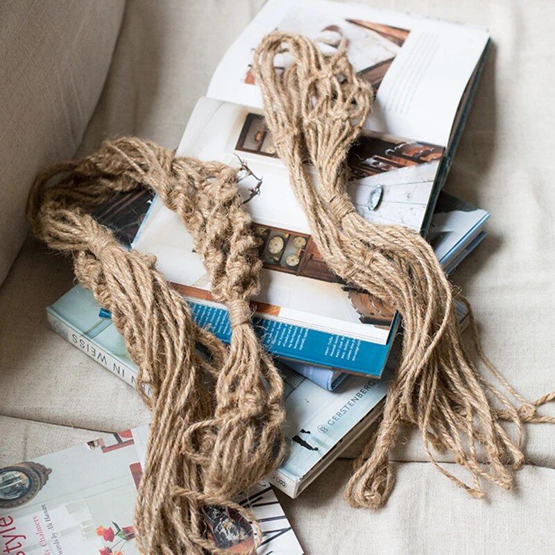 Eco-Friendly Macrame Jute Plant Hanger with Linen Pot Holder and Tray