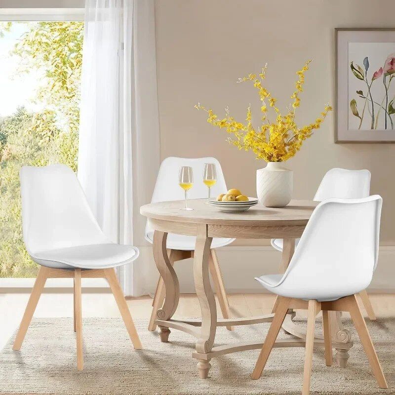 Mid-Century Modern Dining Chairs Set of 2, Armless Solid Wood Minimalist Chairs for Home