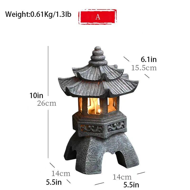 Resin Chinese Pavilion Garden Solar Light