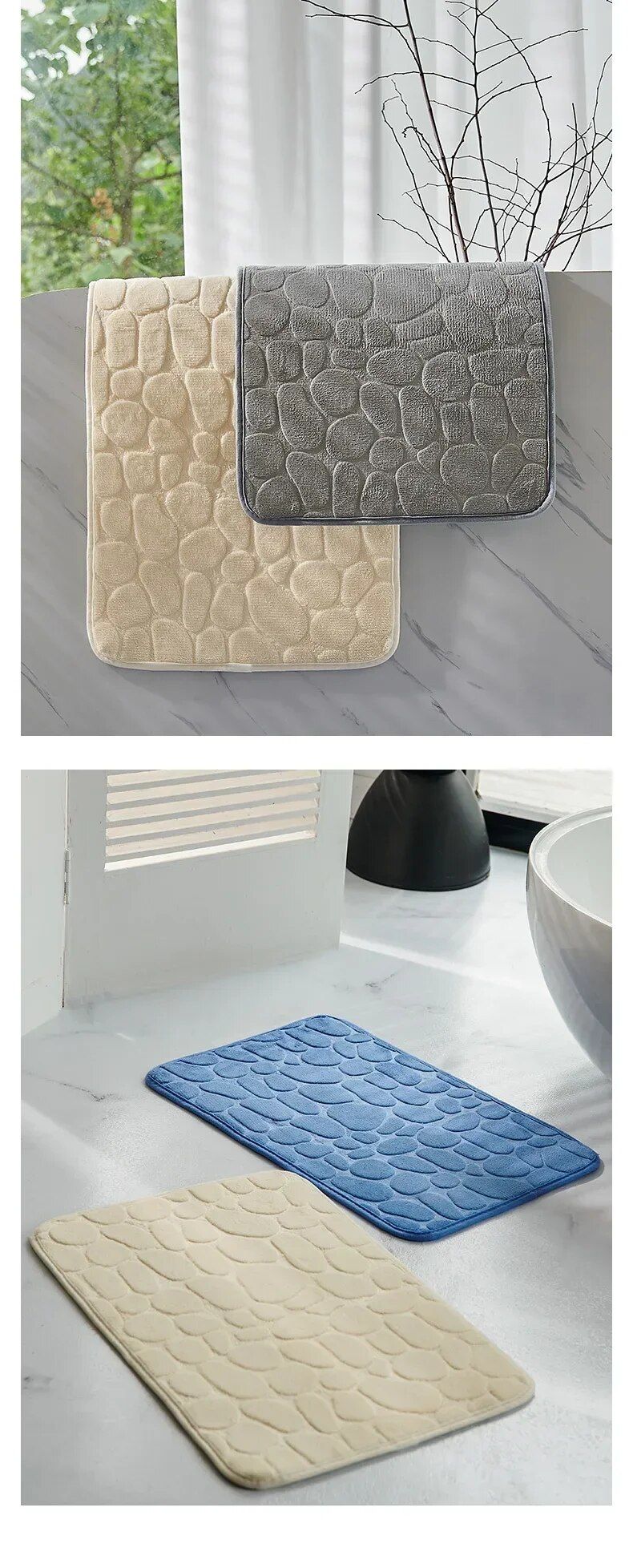 Luxurious Faux Rabbit Fur Non-Slip Bath Mat - Super Soft, Absorbent, & Machine Washable