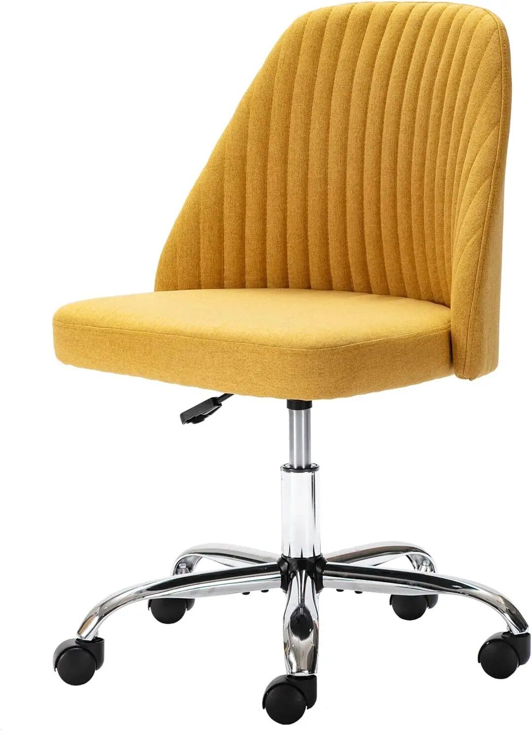 Modern Adjustable Twill Upholstered Office Chair - Low Back, Swivel Vanity Desk Chair