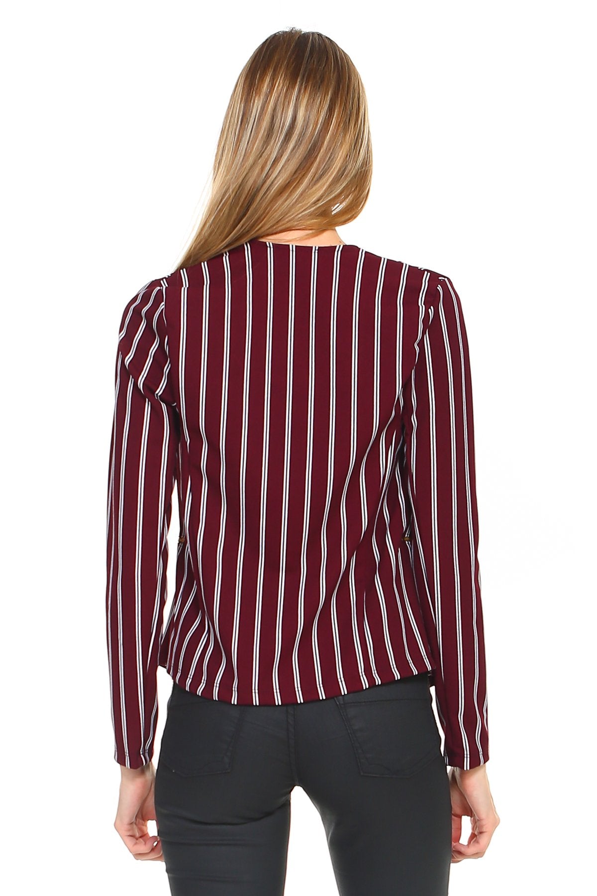 Stripe Zipper Detail Blazer