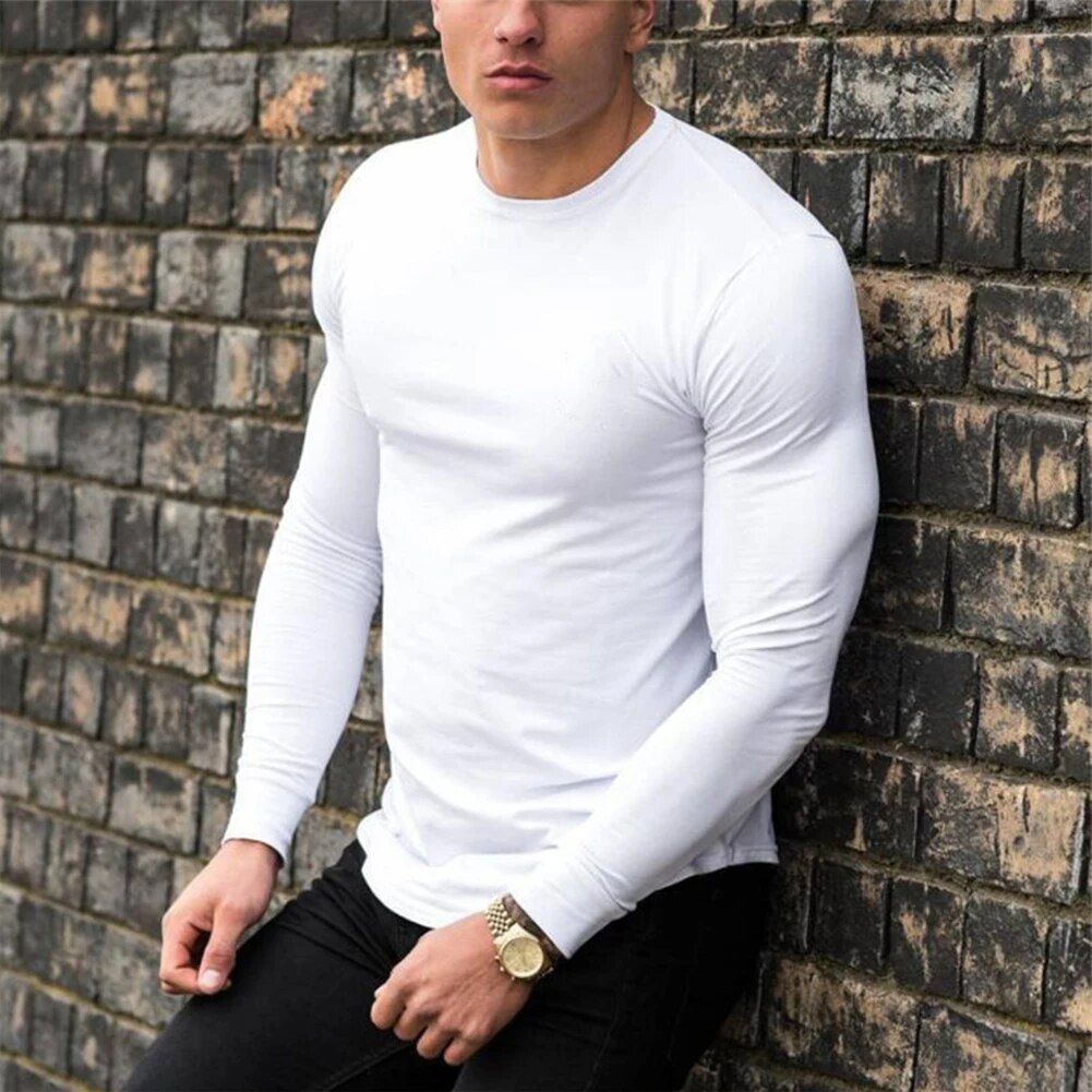 Men's Slim Fit Long Sleeve Muscle Tee: Soft, Breathable Gym & Casual Wear