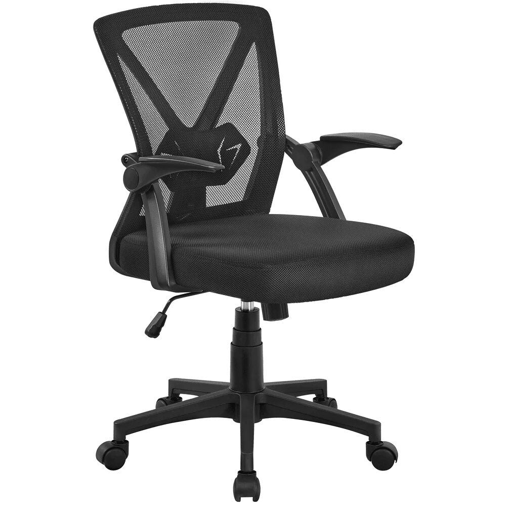 Ergonomic Mesh Office Chair with Flip-up Armrests - Ideal for Home and Office Use