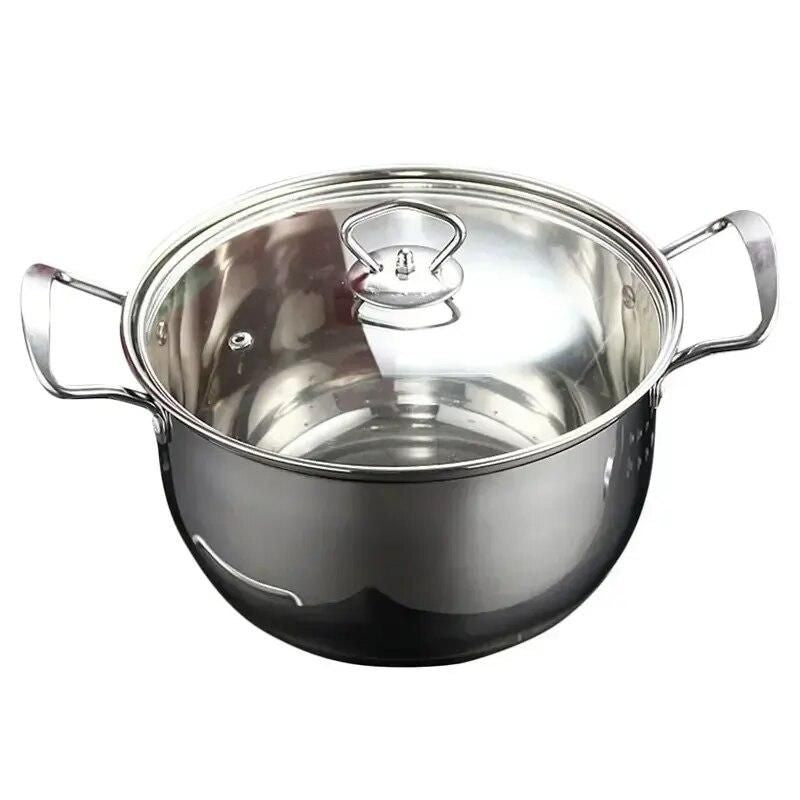 Versatile Stainless Steel Soup Pot with Glass Lid