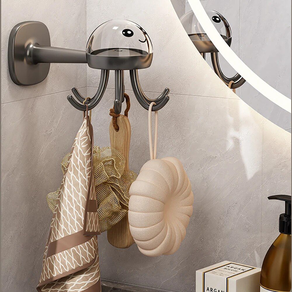 Multi-Functional 360° Rotatable Octopus Hook Organizer for Kitchen and Bathroom