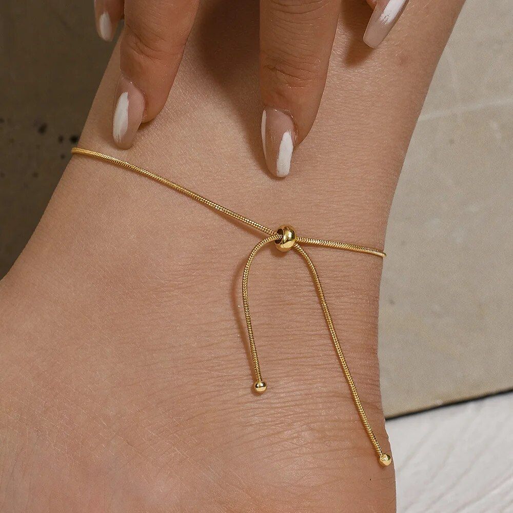 Gold and Silver Color Adjustable Snake Chain Anklet