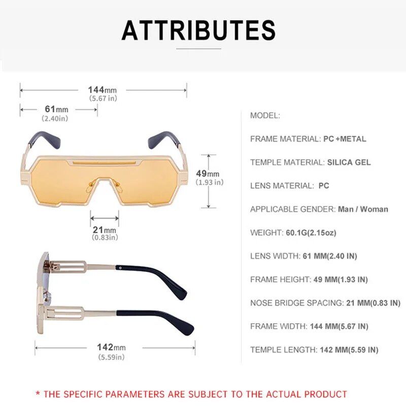 Retro Punk Oversize Sunglasses with UV400 Protection