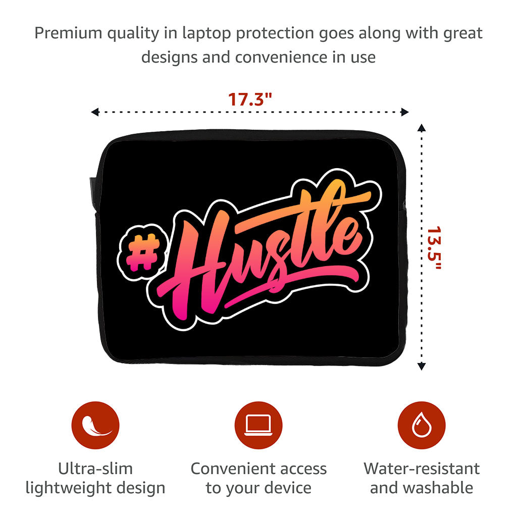 Hustle Dell 16" Two-Sided Sleeve - Hashtag Laptop Sleeve - Cool Printed Laptop Sleeve with Zipper