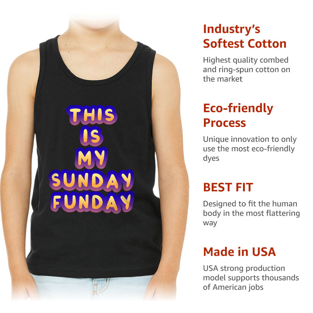 Sunday Funday Kids' Jersey Tank - Cute Design Sleeveless T-Shirt - Graphic Kids' Tank Top