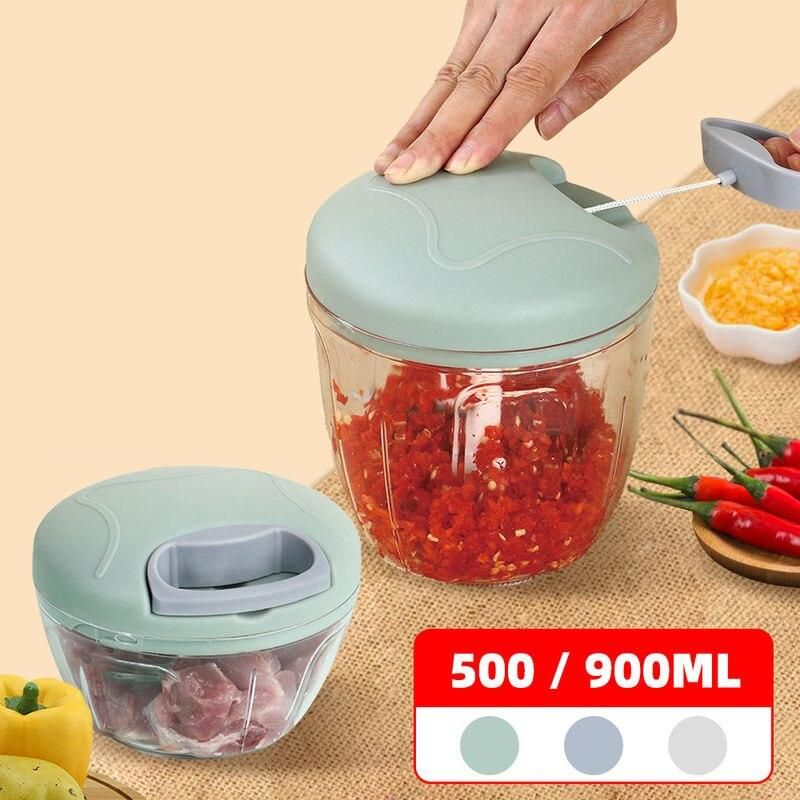 Versatile Manual Food Chopper and Garlic Press - 500/900ml