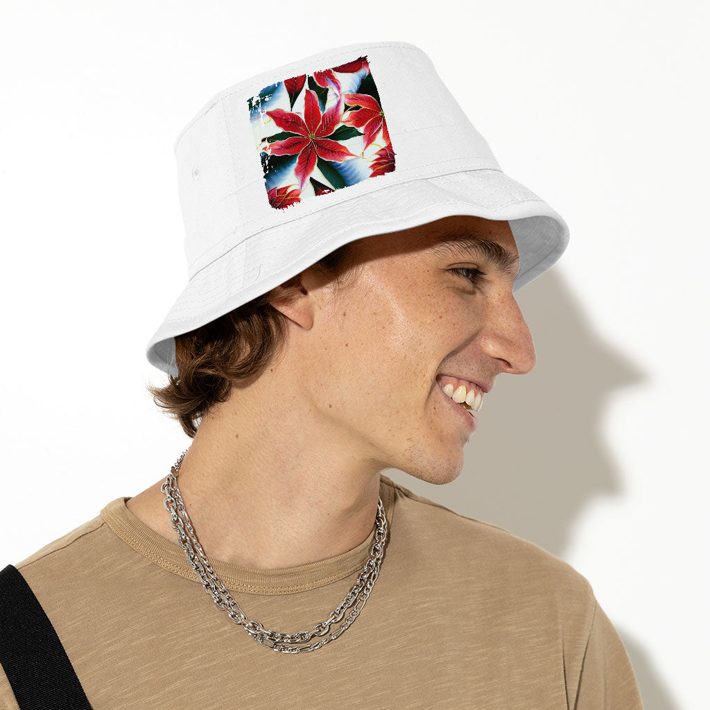 Flower Print Bucket Hat - Unique Hat - Art Bucket Hat