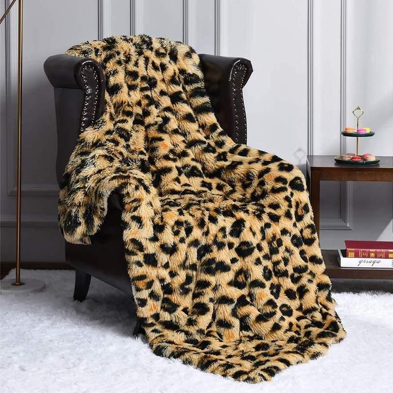 Luxurious Leopard Shaggy Throw Blanket