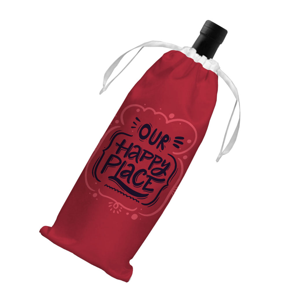 Our Happy Place Wine Tote Bag - Themed Wine Tote Bag - Cool Design Wine Tote Bag