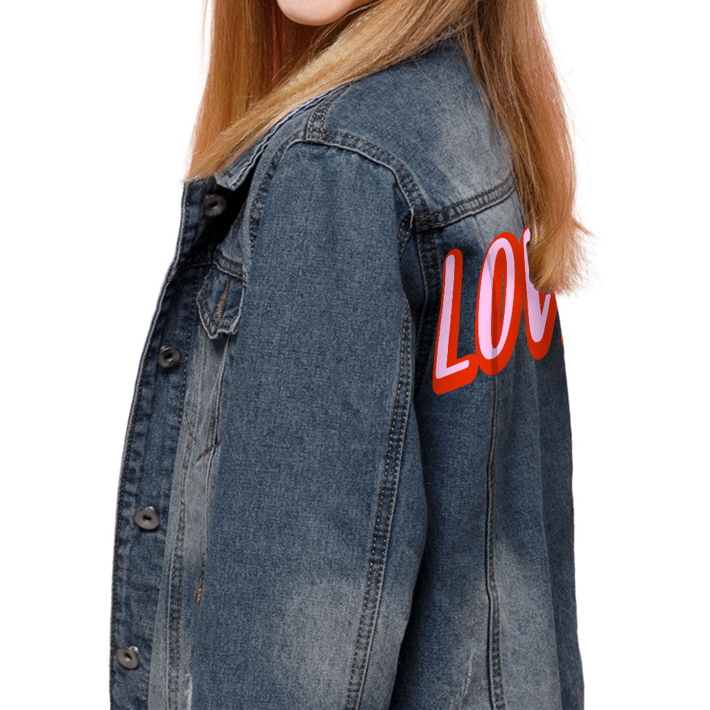 Love Kids' Denim Jacket - Kawaii Jean Jacket - Cool Denim Jacket for Kids