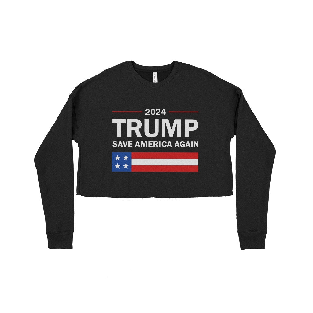 Women's Cropped Fleece Trump Sweatshirt - Donald Trump Sweatshirt