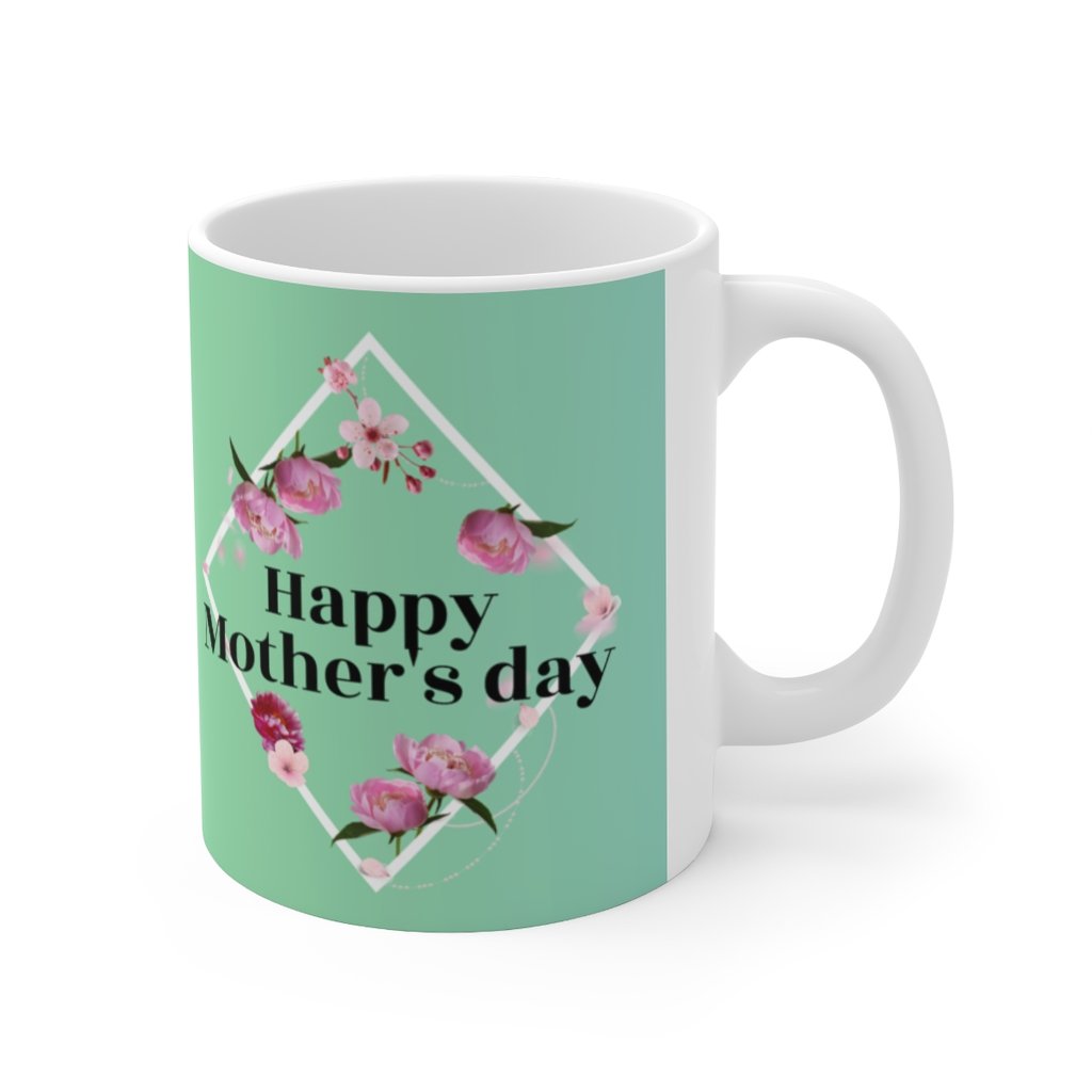 "Happy Mother's Day" Peony Theme Ceramic Mug, 11oz