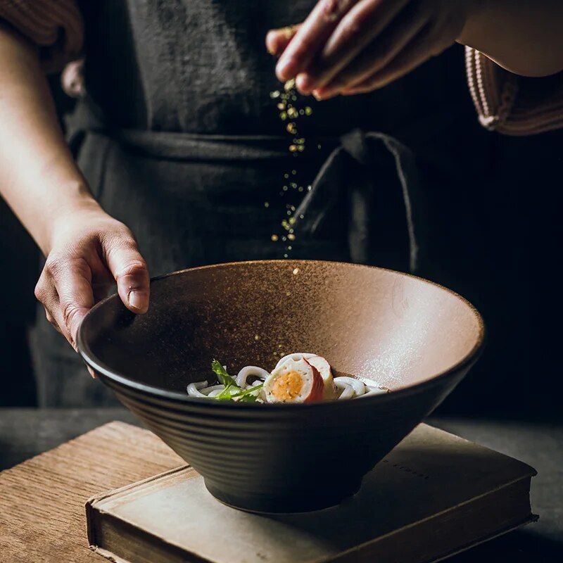 Japanese Porcelain Ramen & Noodle Bowl - Eco-Friendly, Large Ceramic Serving Dish