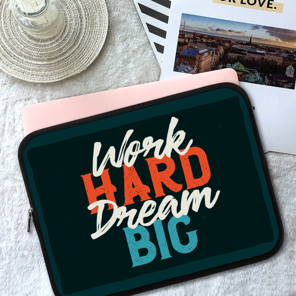 Work Hard Dream Big HP 16" Sleeve - Motivational Laptop Sleeve - Cool Laptop Sleeve with Zipper