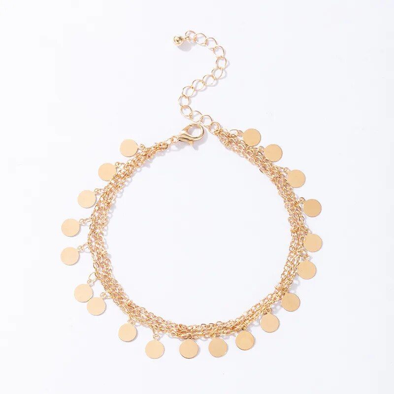 Bohemian Gold-Plated Multi-Layer Anklets