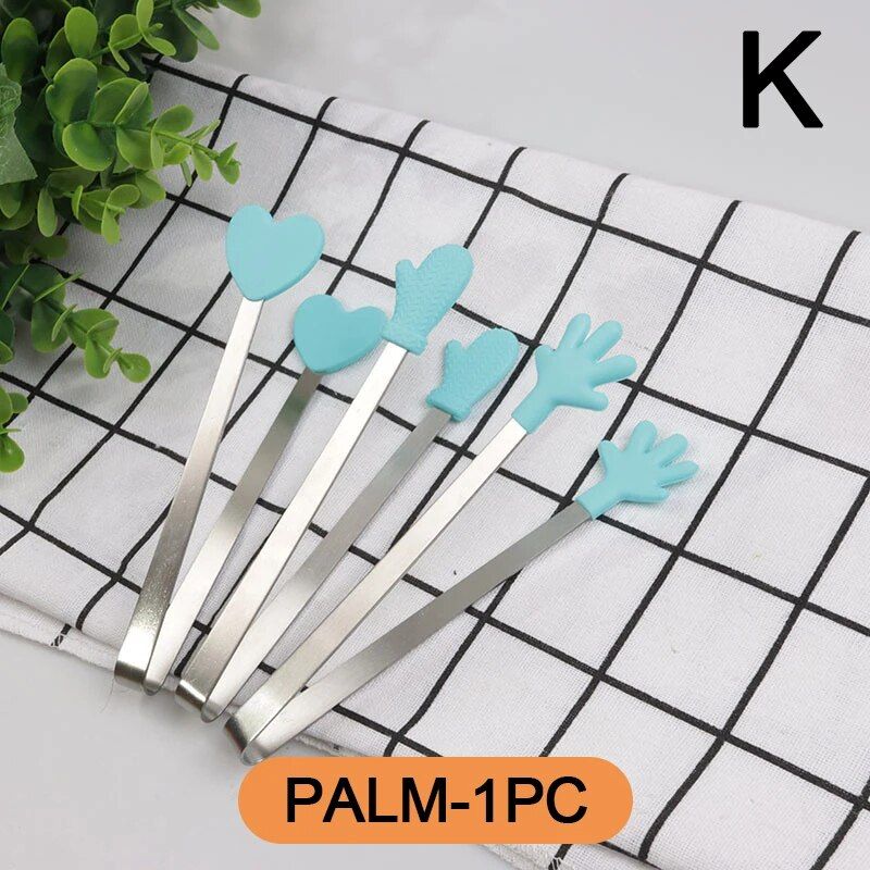 Creative Small Palm Heart Silicone Food Tongs