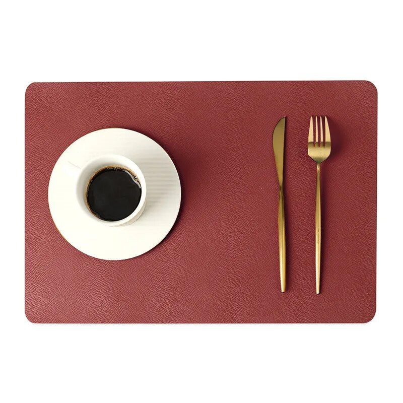 Elegant Double-Sided Leather Table Mat - Waterproof, Heat-Resistant Placemat for Dining Elegance