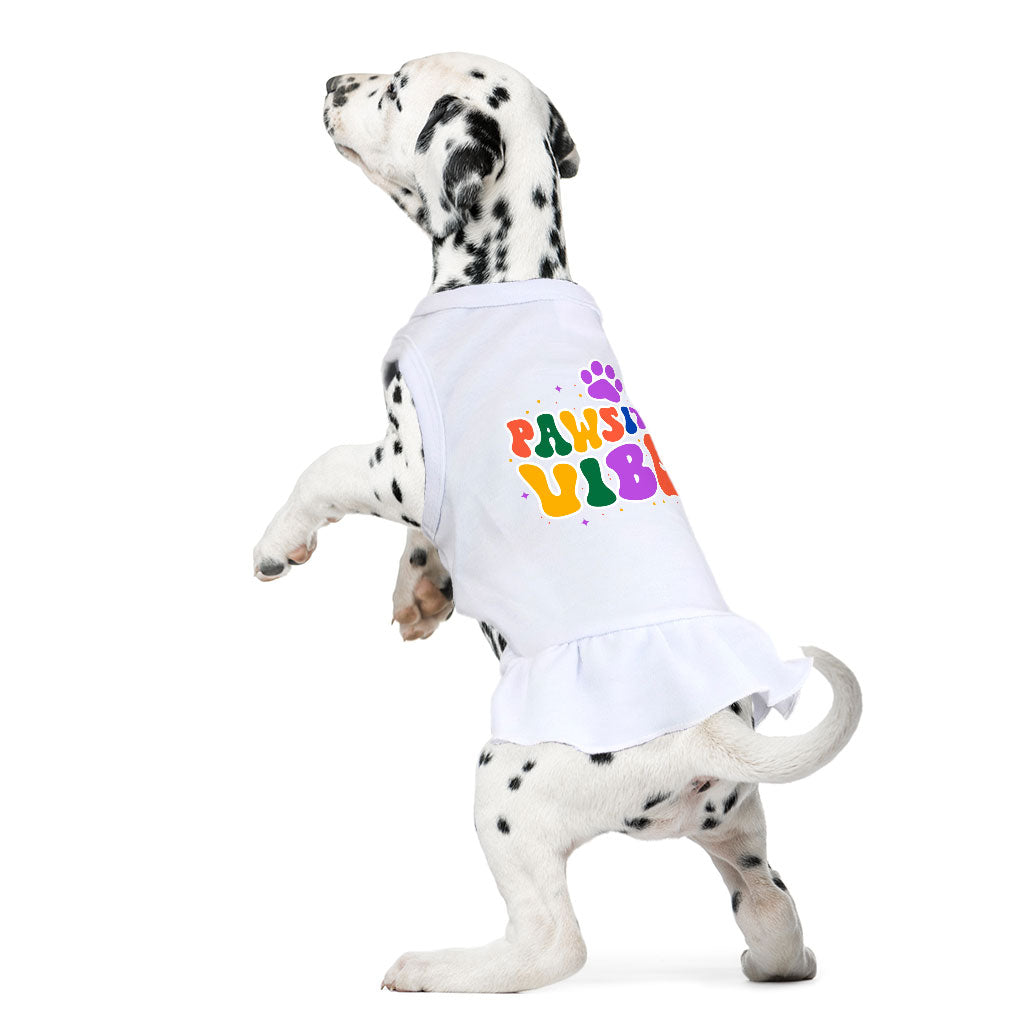 Pawsitive Vibes Dog Sundress - Colorful Text Dog Dress Shirt - Cool Dog Clothing